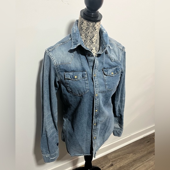 AllSaints distressed denim shirt - Picture 2 of 6